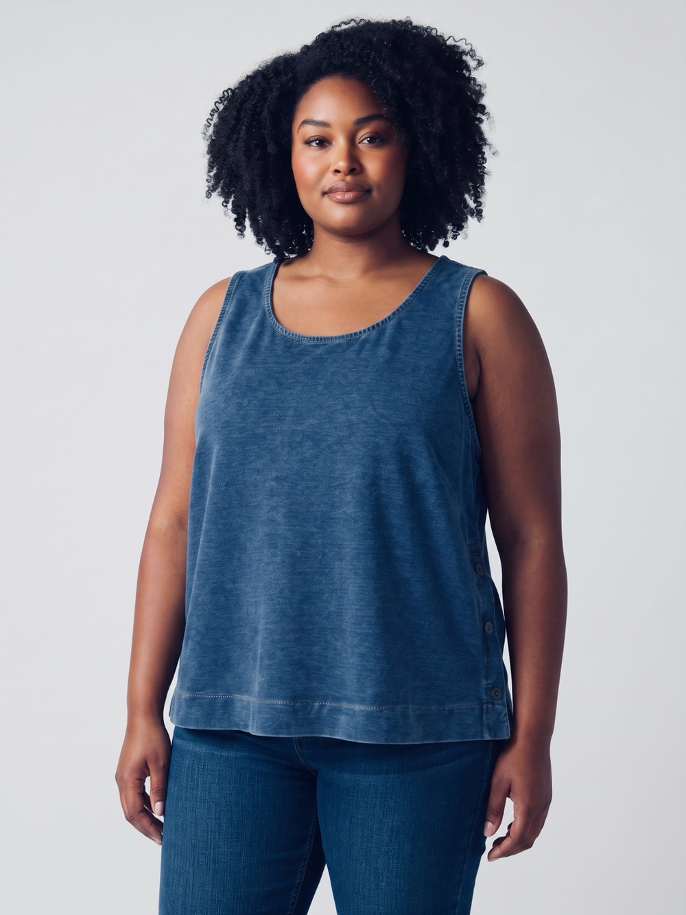 NWT New Jane + Delancey Washed Indigo Cotton Tank Top Size 1X